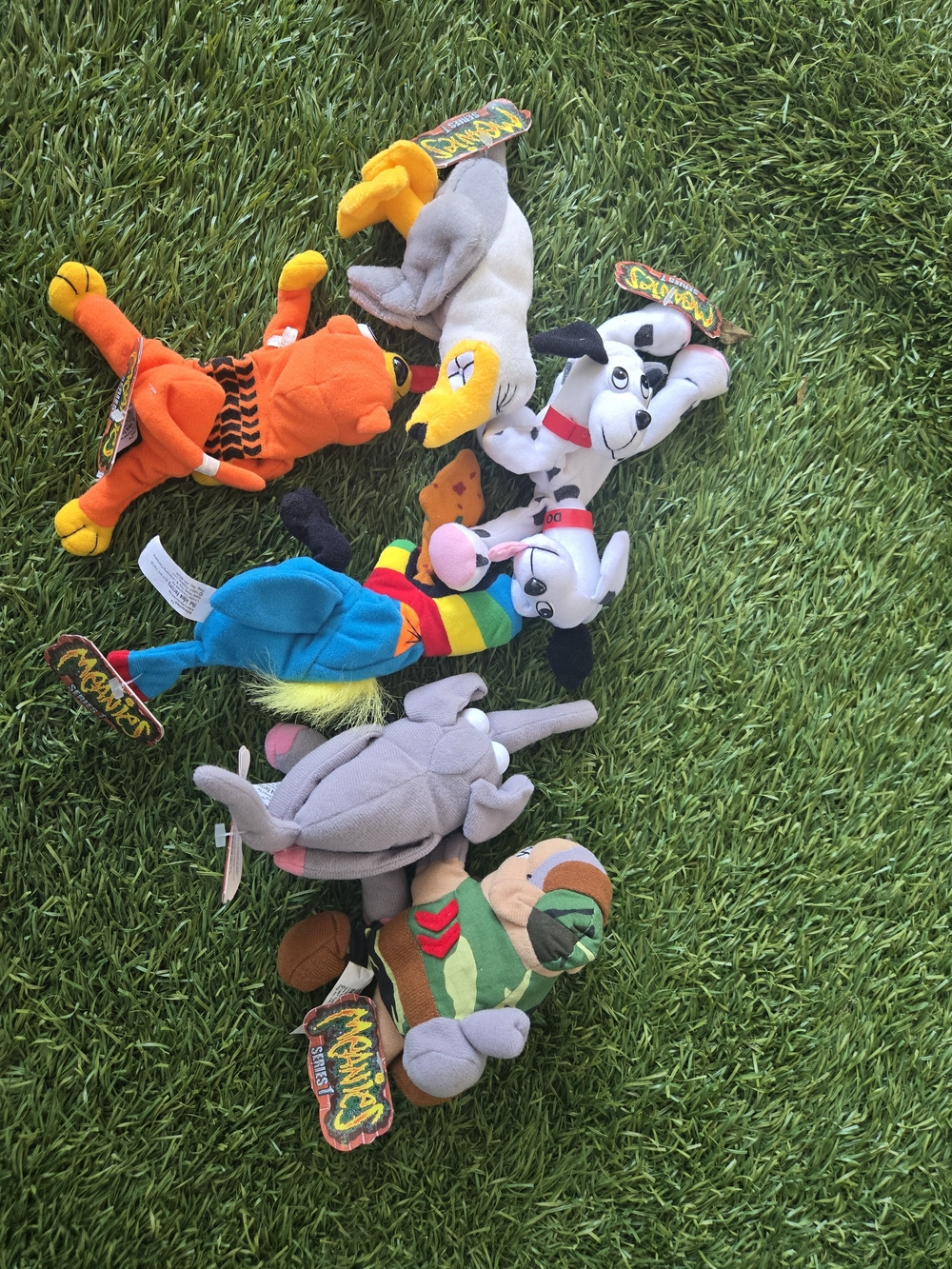 Vintage 1997 Meanies Bean Bag Plush Lot of 6 - Series 1 Beanie Babies Spoof NWT